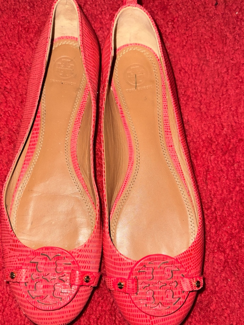 Tory Burch Pink Coral Logo Ballet Flats